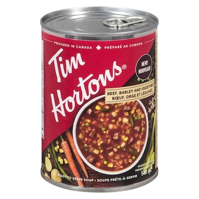 Tim Hortons Soupe prête à servir boeuf, orge et légumes 540 ml, 0,83 $/100ml