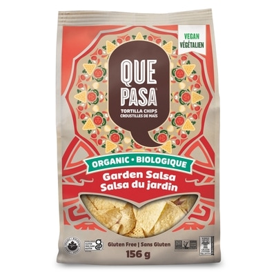 Que Pasa Organic Garden Salsa Tortilla Chips 156 g, $3.69/100g