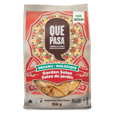 Que Pasa Organic Garden Salsa Tortilla Chips 156 g, $4.17/100g