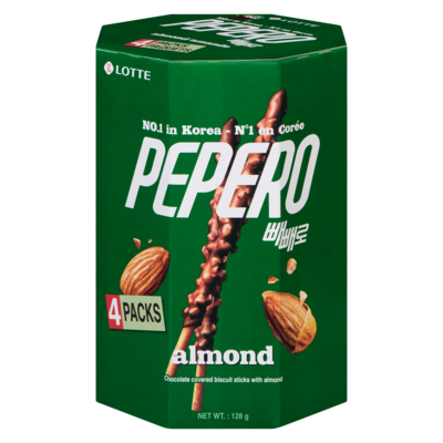 Lotte Pepero - Cookie Sticks Family Pack - Almond 128 g, $4.68/100g