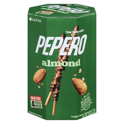 Lotte Pepero - Pack familial de bâtonnets aux amandes 128 g, 4,13 $/100g