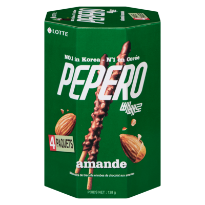 Lotte Pepero - Pack familial de bâtonnets aux amandes 128 g, 5,07 $/100g