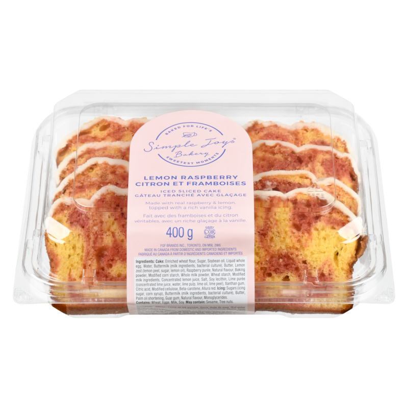 Iced Sliced Cake Lemon Raspberry