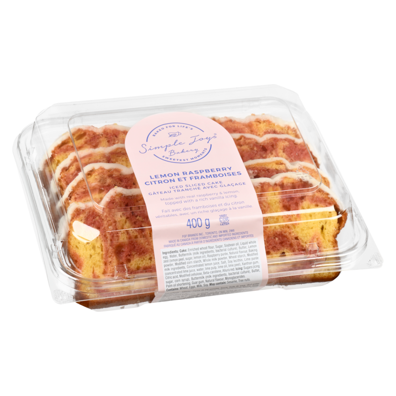 Iced Sliced Cake Lemon Raspberry