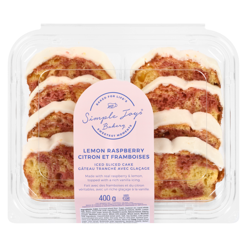 Iced Sliced Cake Lemon Raspberry