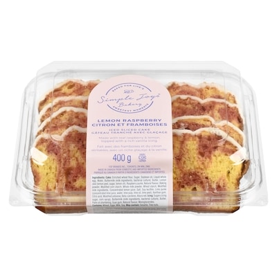 null Gâteau tranché avec glaçage citron et framboises 400 g, 1,25 $/100g