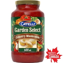 Catelli Sauce pour pâtes sélection du jardin champignons campagnards, pot 600 ml, 0,42 $/100ml