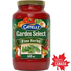 Catelli Sauce pour pâtes sélection du jardin fines herbes, pot 600 ml, 0,42 $/100ml