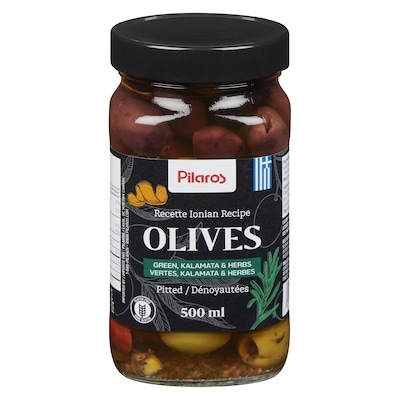 Pilaros Olives Green, Kalamata & Herbs Pitted 500 ml, $1.16/100ml