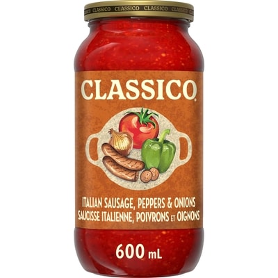 Classico Sauce pour pâtes saucisse italienne, poivrons et oignons 600 ml, 1,00 $/100ml