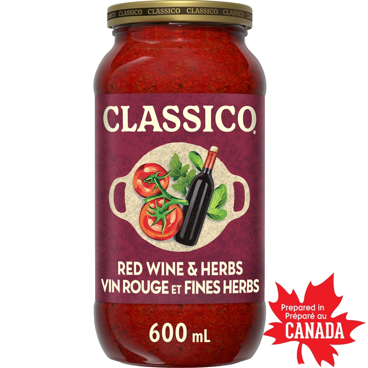 Classico Red Wine & Herb Pasta Sauce 600 ml, $0.83/100ml
