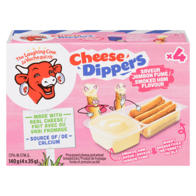 La vache qui rit Produit de fromage fondu et gressins au blé saveur jambon fumé 13% m.g. 140 g, 2,14 $/100g