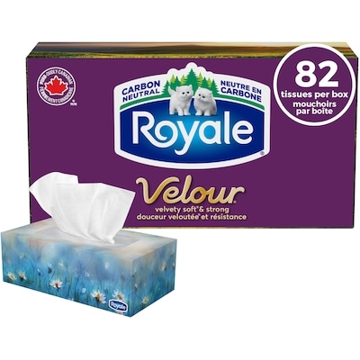 Royale Mouchoirs Velour, 1 boîte, 82 papiers-mouchoirs par boîte 1 ea, 2,50 $/1ch