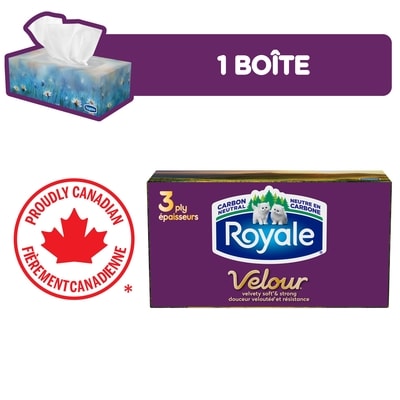 Royale Mouchoirs Velour, 1 boîte, 82 papiers-mouchoirs par boîte 1 ea, 2,99 $/1ch