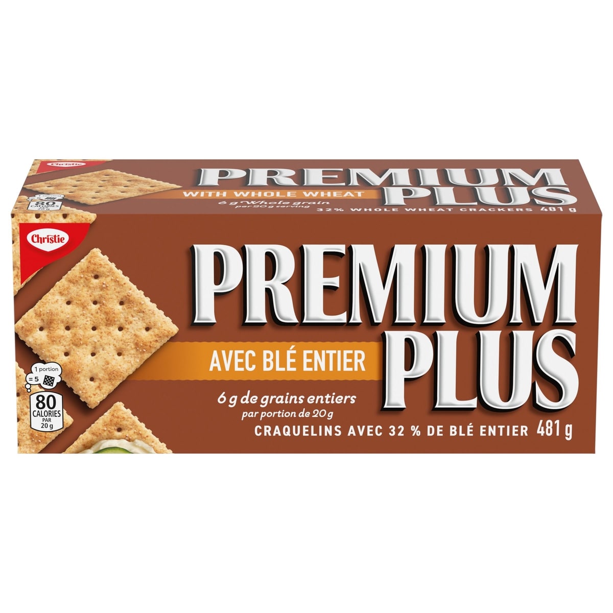 Christie Premium Plus, craquelins de blé entier, la marque de craquelins soda préférée du Canada 481 g, 1,04 $/100g