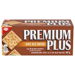 Christie Premium Plus, craquelins de blé entier, la marque de craquelins soda préférée du Canada 481 g, 0,83 $/100g