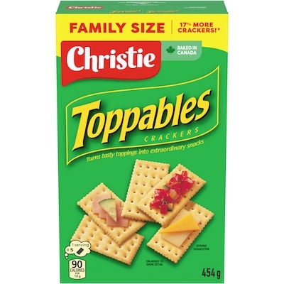 Christie Toppables Crackers, Eat on its own or topped, Buttery tasting, flaky, melt in your mouth crackers 454 g, $1.21/100g