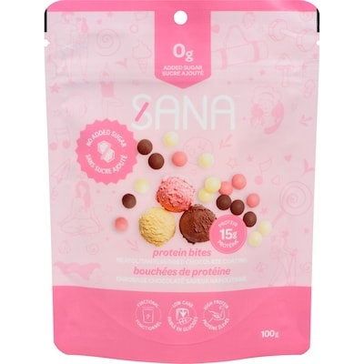 Sana Protein Bites Neapolitan Flavored Chocolate Coating 100 g, $6.99/100g