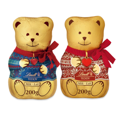 Lindt Ourson en chocolat au lait TEDDY chandail de Noël 200 g, 6,50 $/100g