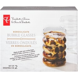 President's Choice Borosilicate Bubble Glasses 2 Piece Set 1 ea, $12.00/1ea