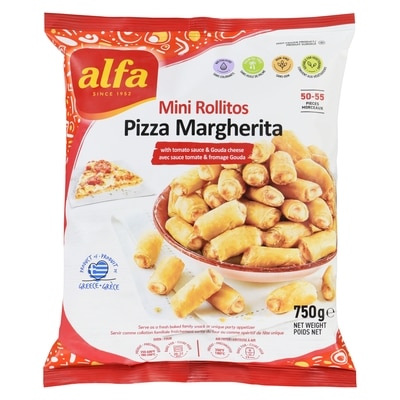 ALFA Mini rollitos pizza margherita avec sauce tomate & fromage gouda 750 g, 1,27 $/100g