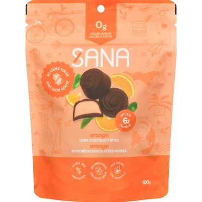 Sana Dark Chocolaty Bites Orange 100 g, $6.49/100g