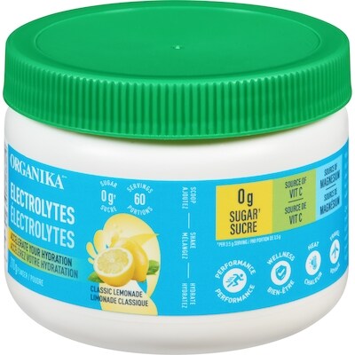 Organika Électrolytes poudre lemonade classique 210 g, 27,14 $/100g