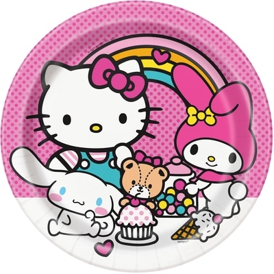 Unique 8 Hello Kitty 9" Paper Plates 1 ea, $3.50/1ea