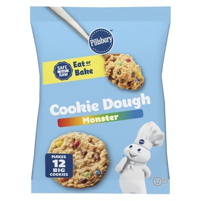 Pillsbury Monster Cookie Dough with Candy Pieces, Peanut Butter & Chocolate Chips, Ready to Bake, 12 ct 454 g, $1.06/100g