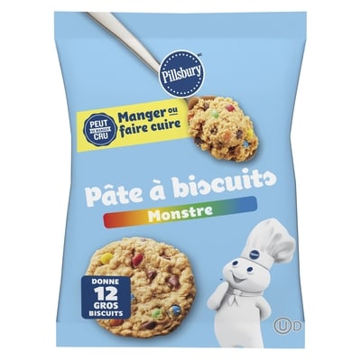 Pillsbury Monster Pâte à Biscuits Avec Morceaux De Bonbons, Beurre de Cacahuète et Pépites de Chocolat, Prête à Cuire, 12 ct 454 g, 1,10 $/100g