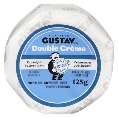 Monsieur Gustav Soft Surface Ripened Cheese Double Crème 28% M.F. 125 g, $5.59/100g