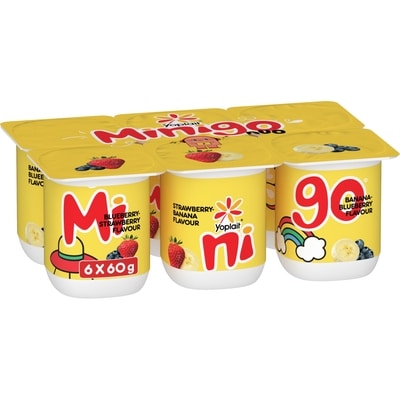 Yoplait 2% Minigo Duo Variety Pack, Blueberry-Strawberry/ Strawberry-Banana/ Banana-Blueberry Flavour ,6ct 6x60.0 g, $1.61/100g