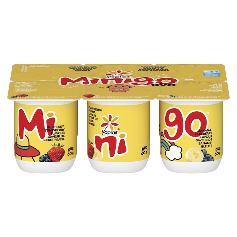 2% Minigo Duo Variety Pack, Blueberry-Strawberry/ Strawberry-Banana/ Banana-Blueberry Flavour ,6ct