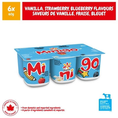 Yoplait Duo Minigo 2 % saveurs variées,Fraise/Vanille/Bleuet Saveur De ,6ct 6x60.0 g, 0,97 $/100g