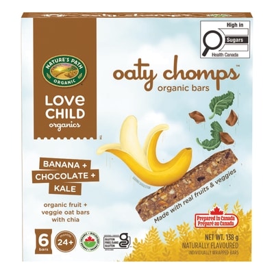 Love Child Organics Barres collation banane + chou frisé au chocolat Oaty Chomps 138 g, 3,26 $/100g
