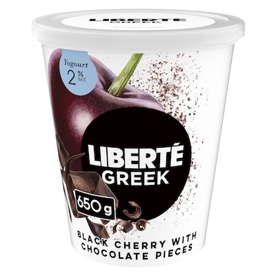 Liberte Greek Stracciatella 2% Yogurt, Cherry with Chocolate Shavings, High Protein 650 g, $1.15/100g