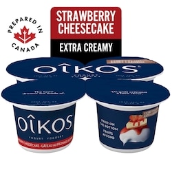Oikos Extra Creamy Greek Yogurt, Strawberry Cheesecake, On the Bottom 380 g, $0.92/100g