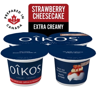 Oikos Extra Creamy Greek Yogurt, Strawberry Cheesecake, On the Bottom 380 g, $1.18/100g