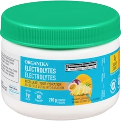 Organika Électrolytes poudre ananas et fruit de la passion 210 g, 27,14 $/100g
