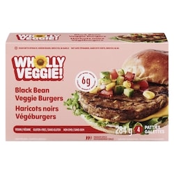 Wholly Veggie Black Bean Veggie Burgers Medium Spice 284 g, $2.81/100g