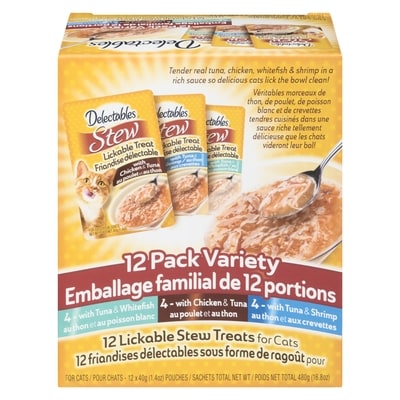 Hartz Lickable Stew Treats For Cats Pack Variety 12x40.0 g, $3.54/100g