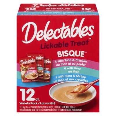 Hartz Lickable Bisque Treats For Cats Pack Variety 12x40.0 g, $3.54/100g