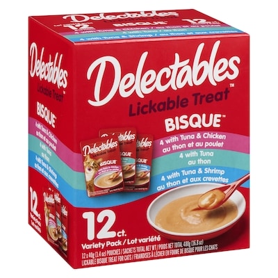 Friandise délectable de bisque pour les chats variété de paquet