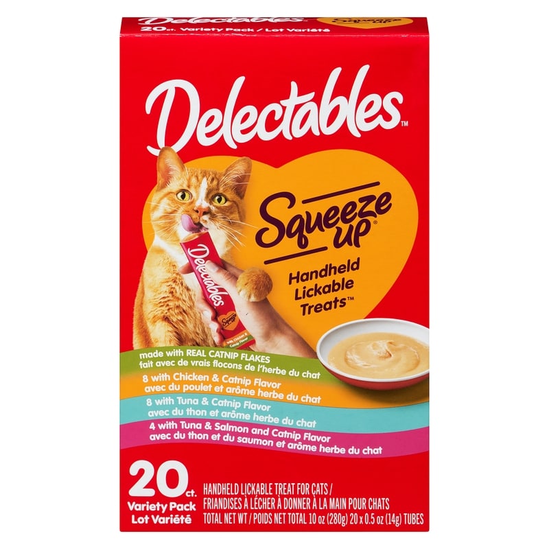 Squeeze Up Hand Held Lickable Treat made with real catnip