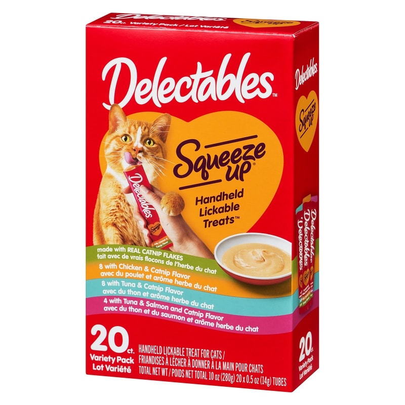 Squeeze Up Hand Held Lickable Treat made with real catnip