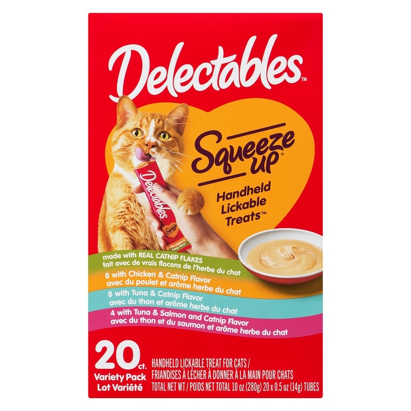 Squeeze Up Hand Held Lickable Treat made with real catnip