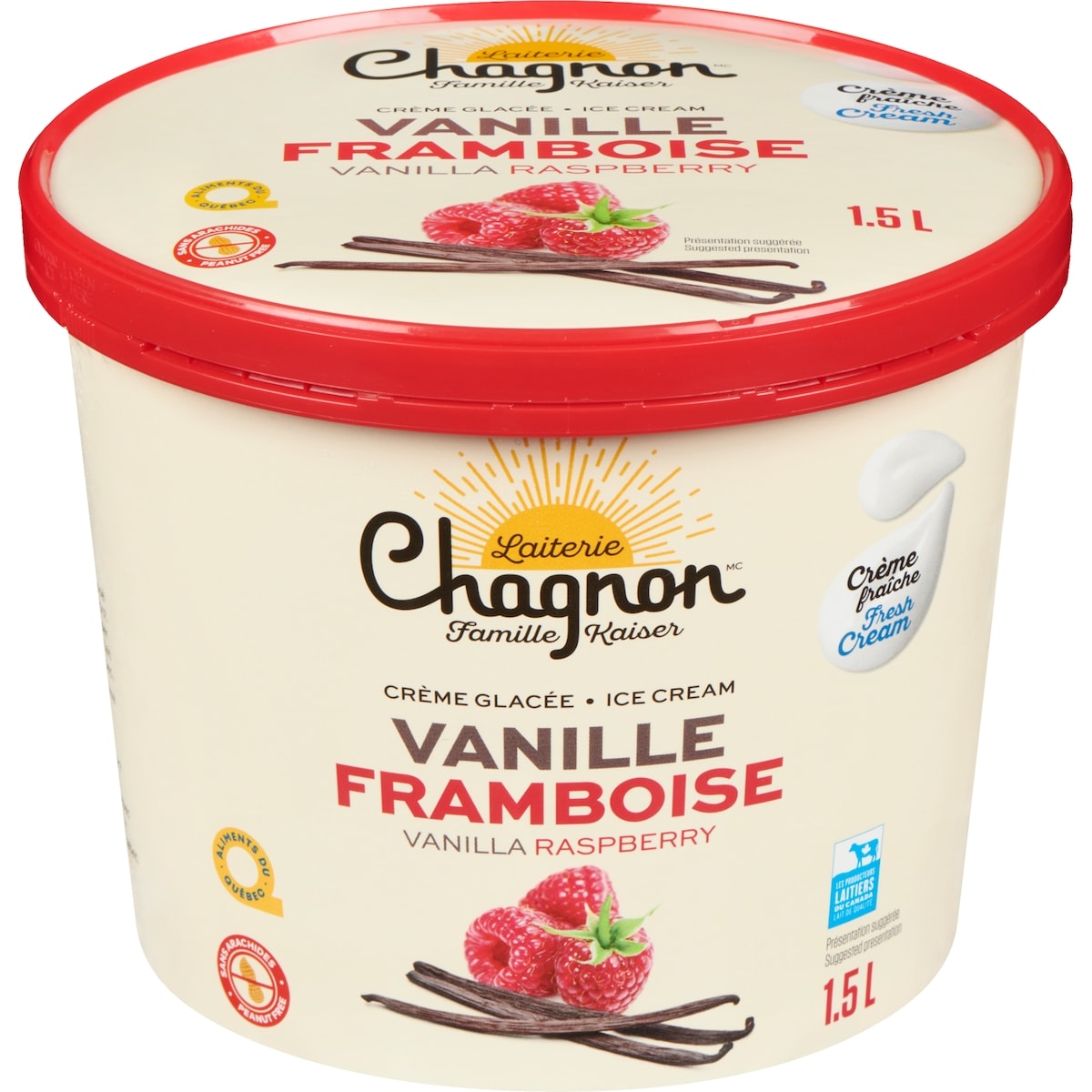 Chagnon Crème glacée vanille française framboise 1.5 l, 0,47 $/100ml