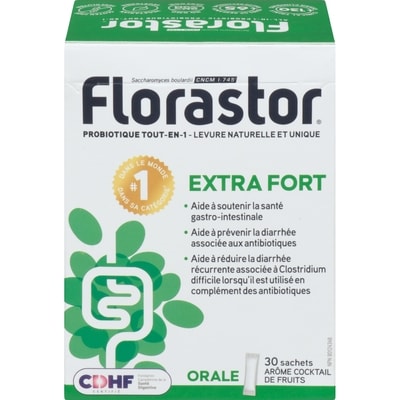Florastor Probiotique tout-en-1 arôme cocktail de fruits extra fort 3 ea, 13,50 $/1ch