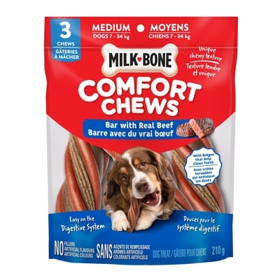 Milkbone Comfort Chews Dog Treats Medium Bar with Beef 3 Chews 210 g, $4.28/100g