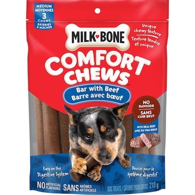 Milk-Bone Comfort chews gâteries pour chiens moyennes barre avec bœuf 210 g, 4,76 $/100g